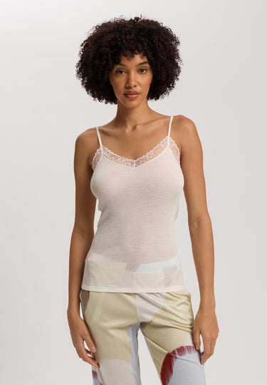 Woolen Lace Lace Trim Wool And Silk Camisole | Misty White 70827-2123